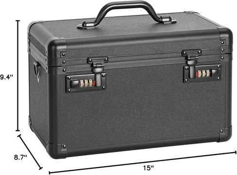 Combination Lock Box - 11.2x7.4x6.8 Inch Medium - Security Lock Boxes for Medicine, Locking Storage Box for Personal Items Passports and Documents, Lockable Lockbox for Office Business, Black in Saudi Arabia