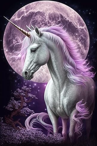 RMSGOZO Purple Unicorn Horse Diamond Painting - Summer Purple Night Animal Diamond Art Kits for Adults, Full Round Gemstone Crystal Cross Stitch Kit, for Wall Decor (12 X 16 Inch) in Saudi Arabia