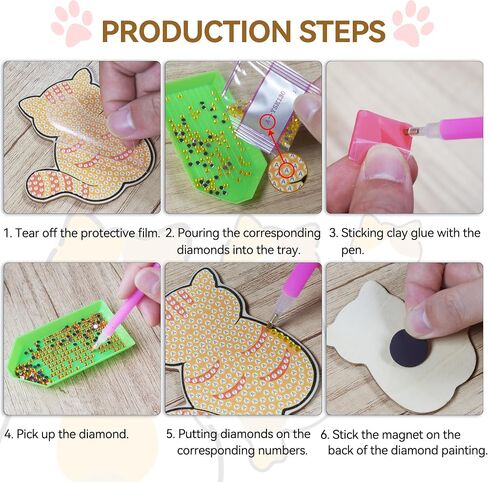 Vcekract 12 PCS Diamond Art Refrigerator Magnets, Cat Diamond Art Kits for Adults, Diamond Painting Kits for Home Decor, Small Diamond Art Crafts in Saudi Arabia