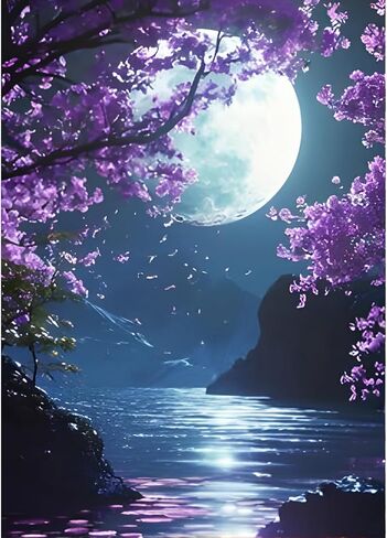 Qinrubb DIY Bright Moon Moon Painting kits ، Cloving Moonlight Moonlight Art Painting kits للبالغين المبتدئين ، DIY 5D paint in Kuwait