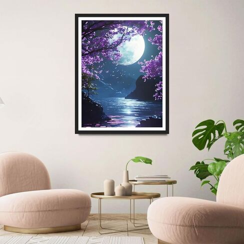Qinrubb DIY Bright Moon Moon Painting kits ، Cloving Moonlight Moonlight Art Painting kits للبالغين المبتدئين ، DIY 5D paint in Kuwait