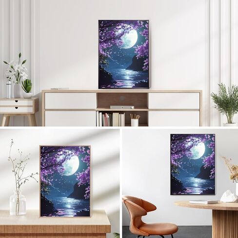 Qinrubb DIY Bright Moon Moon Painting kits ، Cloving Moonlight Moonlight Art Painting kits للبالغين المبتدئين ، DIY 5D paint in Kuwait