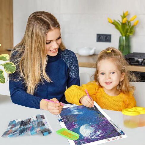 Qinrubb DIY Bright Moon Moon Painting kits ، Cloving Moonlight Moonlight Art Painting kits للبالغين المبتدئين ، DIY 5D paint in Kuwait