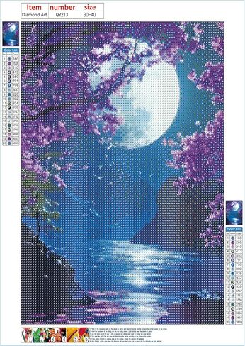 Qinrubb DIY Bright Moon Moon Painting kits ، Cloving Moonlight Moonlight Art Painting kits للبالغين المبتدئين ، DIY 5D paint in Kuwait
