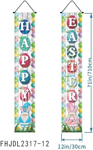Happy Easter Bunny Porch Sign Easter Hanging Sign with Cute Bunny and Eggs Door Banner, Hello Spring and Happy Easter Porch Banner for Indoor Outdoor Wall Front Door Decor (B) in Kuwait