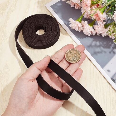 NBEADS 1/2 Inch Wide Flat Leather Straps for Crafts, 72.5" Genuine Grain Leather Strap for DIY Belt Baseball Gloves Making in Saudi Arabia