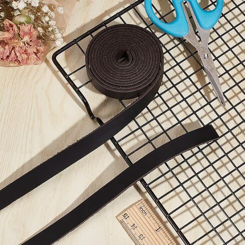 NBEADS 1/2 Inch Wide Flat Leather Straps for Crafts, 72.5" Genuine Grain Leather Strap for DIY Belt Baseball Gloves Making in Saudi Arabia