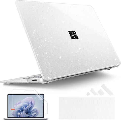 Tuiklol Slim Sparkly Case for Microsoft Surface Laptop 13.8 inch 2024 Release 7th Edition Model: 2036 with Plastic Hard Shell Case + Dust Plug + Screen Protector + Keyboard Cover,Sparkly Pink in Saudi Arabia