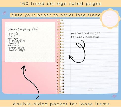 Ban.do Rough Draft Mini Spiral Book ، 9 "× 7" مع جيوب و 160 صفحة مبطنة ، أنا مشغول جدًا in Kuwait
