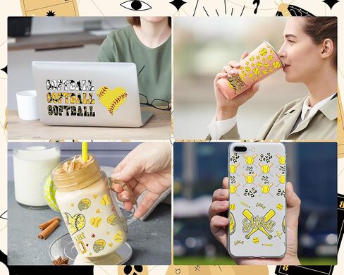 UV DTF Cup Wrap - 8 صفائح للكرة اللينة UV DTF Cup لفات لـ 16 أوقية رياضية UV DTF لفات ماء DIY uvdtf كوب لفات الكوب الزجاجية الخشب الحرف الخشبية in Kuwait