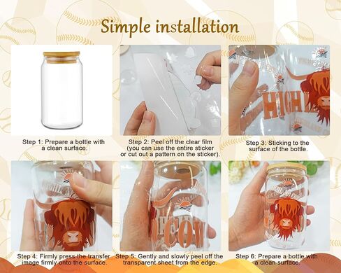 UV DTF Cup Wrap - 8 صفائح للكرة اللينة UV DTF Cup لفات لـ 16 أوقية رياضية UV DTF لفات ماء DIY uvdtf كوب لفات الكوب الزجاجية الخشب الحرف الخشبية in Kuwait