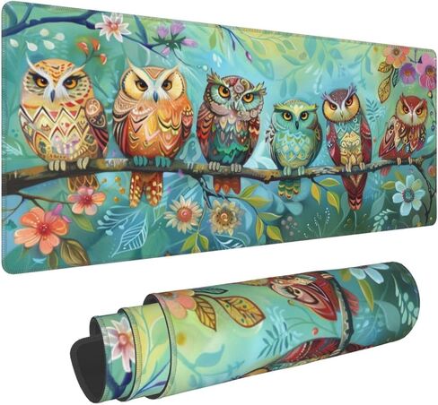 Large Gaming Mouse Pad – XL 31.5x11.8 Inch Non-Slip Surface, Mousepad for Gaming & Office Use, Durable Stitched Edges, Perfect for Mouse, Keyboard, and Desktop (Enchanted Owls Perch) in Saudi Arabia