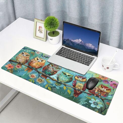 Large Gaming Mouse Pad – XL 31.5x11.8 Inch Non-Slip Surface, Mousepad for Gaming & Office Use, Durable Stitched Edges, Perfect for Mouse, Keyboard, and Desktop (Enchanted Owls Perch) in Saudi Arabia