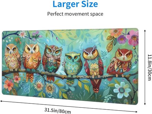 Large Gaming Mouse Pad – XL 31.5x11.8 Inch Non-Slip Surface, Mousepad for Gaming & Office Use, Durable Stitched Edges, Perfect for Mouse, Keyboard, and Desktop (Enchanted Owls Perch) in Saudi Arabia