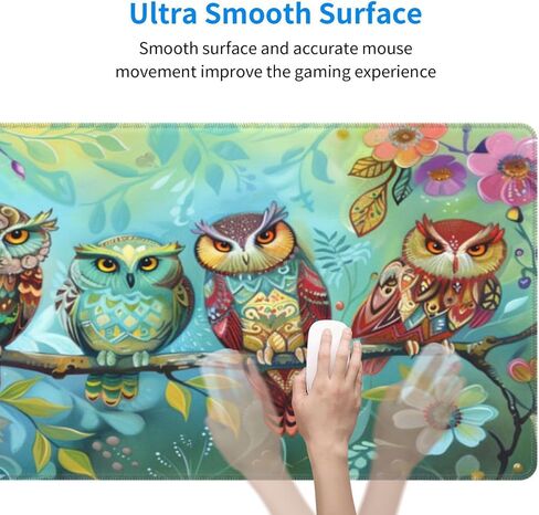 Large Gaming Mouse Pad – XL 31.5x11.8 Inch Non-Slip Surface, Mousepad for Gaming & Office Use, Durable Stitched Edges, Perfect for Mouse, Keyboard, and Desktop (Enchanted Owls Perch) in Saudi Arabia