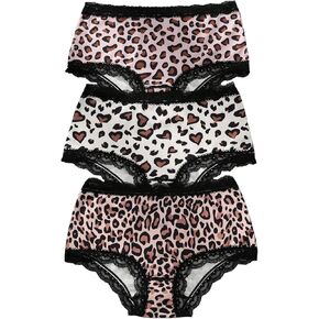 WDIRARA Women's 3 Pack Gothic Skull Graphic Panties Lace Trim Mid Rise Brief Hipster Underwear Set