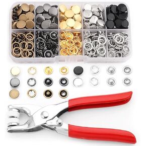Snaps for Fabric, MIFOLEU 100 Sets Metal Snaps Buttons with Fastener Pliers Press Tool Kit, Solid Prong Ring Snap Button Fasteners Kit, Perfect for DIY Crafts Clothes Hats and Sewing(9.5mm / 400 PCS)