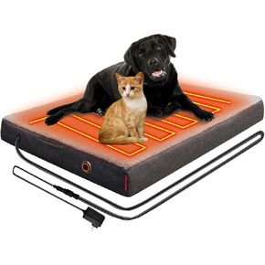 Upgraded Heated Dog Bed with Enlarged Heating Area, Orthopedic Dog Bed with Memory Foam, Heated Pet Bed & Removable Waterproof Cover for Medium, Large, Jumbo Dogs/XL
