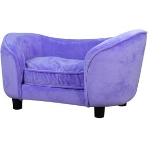 Getifun Pet Bed Sofa, Velvet Couch with Removeable Washable Cushion for Small Dog Cat (Purple)