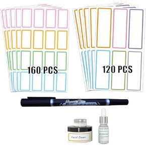 Waterproof Labels Water Bottle Labels - 240PCS Name Labels Daycare Removable Labels Adhesive Stickers with Maker for Jars Food Containers Storage Bins (Clear - 280PCS)
