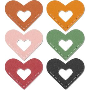 6 Pcs Heart Leather Bookmark, Cute Bookmarks with Heart Shape Leather Corner Bookmark Leather Bookmarks for Book Lovers Hollow Heart Bookmarks for School Office Home Reading