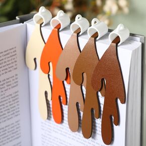 5 Pcs Boho Spilled Coffee Bookmark Cute Bookmarks for Reading Cool Book Markers Funny Bookmarks Decorations Book Stationery Book Lovers Gifts for Book Lovers Friends Coffee Lovers