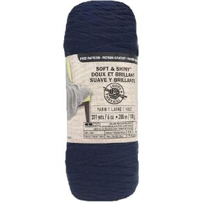Loops & Threads Soft & Shiny Solid Yarn - Solid Yarn for Knitting, Crochet, Weaving, Arts & Crafts - Denim, 1 Pack