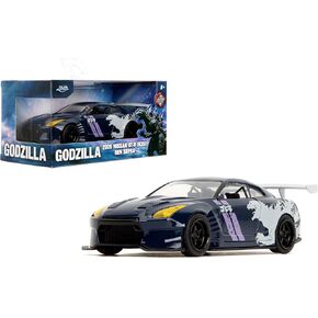 Jada Hollywood Rides 1:32 Scale Die-Cast 2009 Nissan GT-R (R35) Ben Sopra Godzilla – Opening Doors, Rubber Tires – Collectible for Adults – Toho Licensed