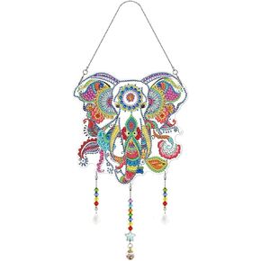 Eimilaly Crystal Suncatcher Ice Wolf Hanging Ornaments Diamond Painting for Adults, Diamond Art Wind Chimes Kit for Room, Garden, Festival Decor