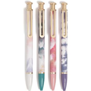 U Brands Midnight Monterey Ballpoint Pens, 4 Count, Black Soft Touch, Painted Black Details, Bold (1.0 mm) Point, Black Ink