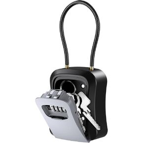ORIA Key Lock Box, Resettable Key Storage Lock Box with Removable Buckle, 4 Digit Combination Key Safe Lock Box Waterproof for Home, Warehouse, Indoor, Outdoor