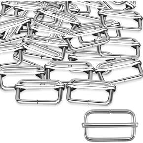 Tatuo 50 PCS Slide Buckle 1 بوصة معدنية Tri-Glide شرائح مستطيل مستطيل قابلة للتعديل لسحبات ، حزام ، حقيبة ظهر DIY (الفضة) in Kuwait