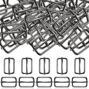 Tatuo 50 PCS Slide Buckle 1 بوصة معدنية Tri-Glide شرائح مستطيل مستطيل قابلة للتعديل لسحبات ، حزام ، حقيبة ظهر DIY (الفضة)