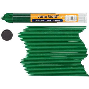 June Gold 36 Assorted Colored 2.0 mm Lead Refills, Bold & 90 mm Length, 36 Unique Colors, Pre-Sharpened, Break & Smudge Resistant