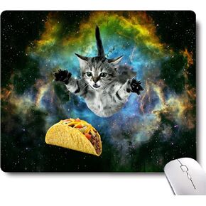 Mouse Pad,Cute Cat Flying Through Space Taco Galaxy Space Mouse Pad Desk Dad,Gaming Mouse Pad,Non-Slip Rubber Base Mousepad for Laptop Computer,Mouse Pads for Wireless Mouse
