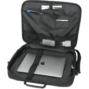 MANHATTAN Laptop Shoulder Bag Carrying Case – Slim Briefcase Style, Clamshell Opening, Padded Compartments–3 Yr Mfg Warranty