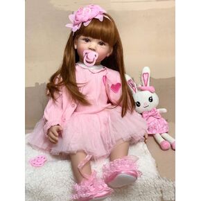 دمية Angelbaby 24 بوصة طفلة تودلر من جديد مع شعر طويل يبدو أن ألعاب دمى السيليكون المولودة من جديد تولد من جديد من جديد.
