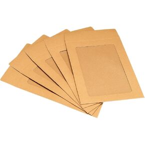 PATIKIL Full Face Window Envelopes 10 Pack 6'' Clear Single Sided for Mailing Statement Photos Catalogs, Brown