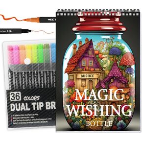Adult Coloring Book for Women Relaxation, Spiral Bound Mindfulness Coloring Books with 36 Colors Markers, Mindfulness Coloring Books for Adults Relaxation with Adult Coloring Book Markers in a Case