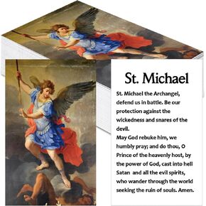 100 Pcs St. Michael The Archangel Prayer Cards Catholic Saint Cardstock Archangel Michael Holy Card Laminated Cardstock with Scripture of Protection Inspirational Christian Gift, 4x2.5 Inch