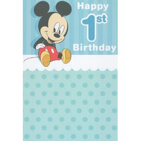Mickey Mouse 1st Birthday Card - Made in USA