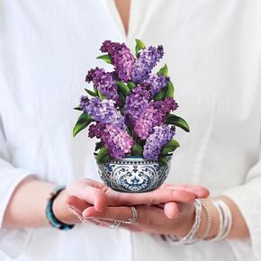 Freshcut Paper Pop Up Cards, Mini Garden Lilacs, 6 Inch Mini Sized Forever Flower Bouquet 3D Popup Greeting Cards, Birthday Cards, Thank You Card, Blank Notecard & Envelope