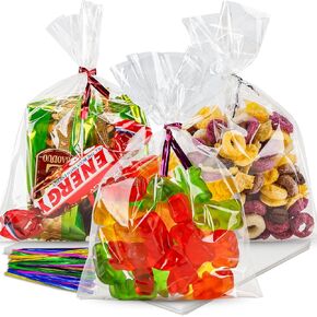 200pack Cellophane أكياس صغيرة من الأكياس البلاستيكية الكعكة أكياس واضحة مع علاقات تويست لصالح حفلات الهدايا الصغيرة ، المخبز ، الحلوى ، الفشار (6 × 10 بوصة)