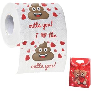 Funny Toilet Paper, Valentines Day Gifts for Him Her, Novelty Poop Toilet Paper Roll White Elephant Gag Gift Ideas for Christmas Birthday Anniversary
