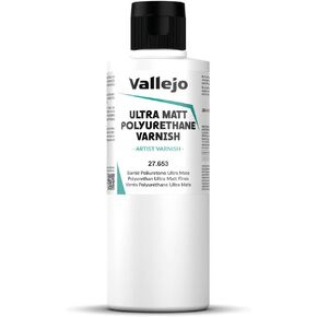 Vallejo - Polyurethane Varnish | Satin Finish 60 ml. (2.02 fl.oz.) | Extraordinary Hardness & Permanence | Create a Perfect Clear Coat | Scratch Resistant for Outdoor and Indoor Surfaces