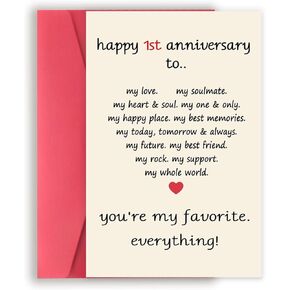 Asmallgf Happy 1 Year Wedding Anniversary Card for Her Him, Funny Gifts for 1st Boyfriend Girlfriend Anniversary, Paper Anniversary for Husband Wife
