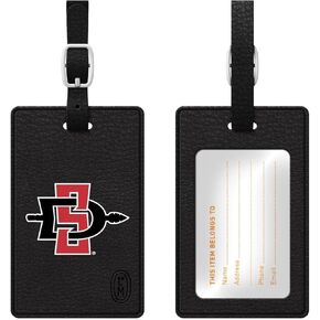 OTM Essentials San Diego State University Faux Leather Luggage Tag, Durable Travel Accessories with Adjustable Strap and ID Card, Classic