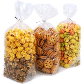 Oueliche 100pcs 6 × 9 بوصة الأكياس السيلوفان البلاستيكية الصافية مع روابط تويست 4.5 بوصة ، رائعة لتقديم الهدايا أو تفضل التغليف ، الخبز ، ملفات تعريف الارتباط ، الحلوى ، الفشار