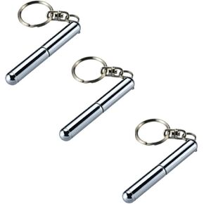 3Pcs Silver Retractable mini pen made of stainless steel Metal Tool Pen Retractable pocket pen keychain Gadgets, birthday, Christmas for Students, Office Staff, Construction Workers Car Keychains