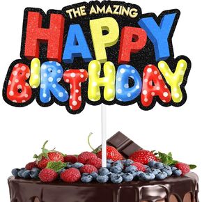 Stunning Cartoon Theme Party Happy Birthday Cake Toppers Kids Love - Carnival Circus Theme Party, Baby Shower Party, Cartoon Theme Birthday Party Decorations for Boys and Girls - LIANGSS